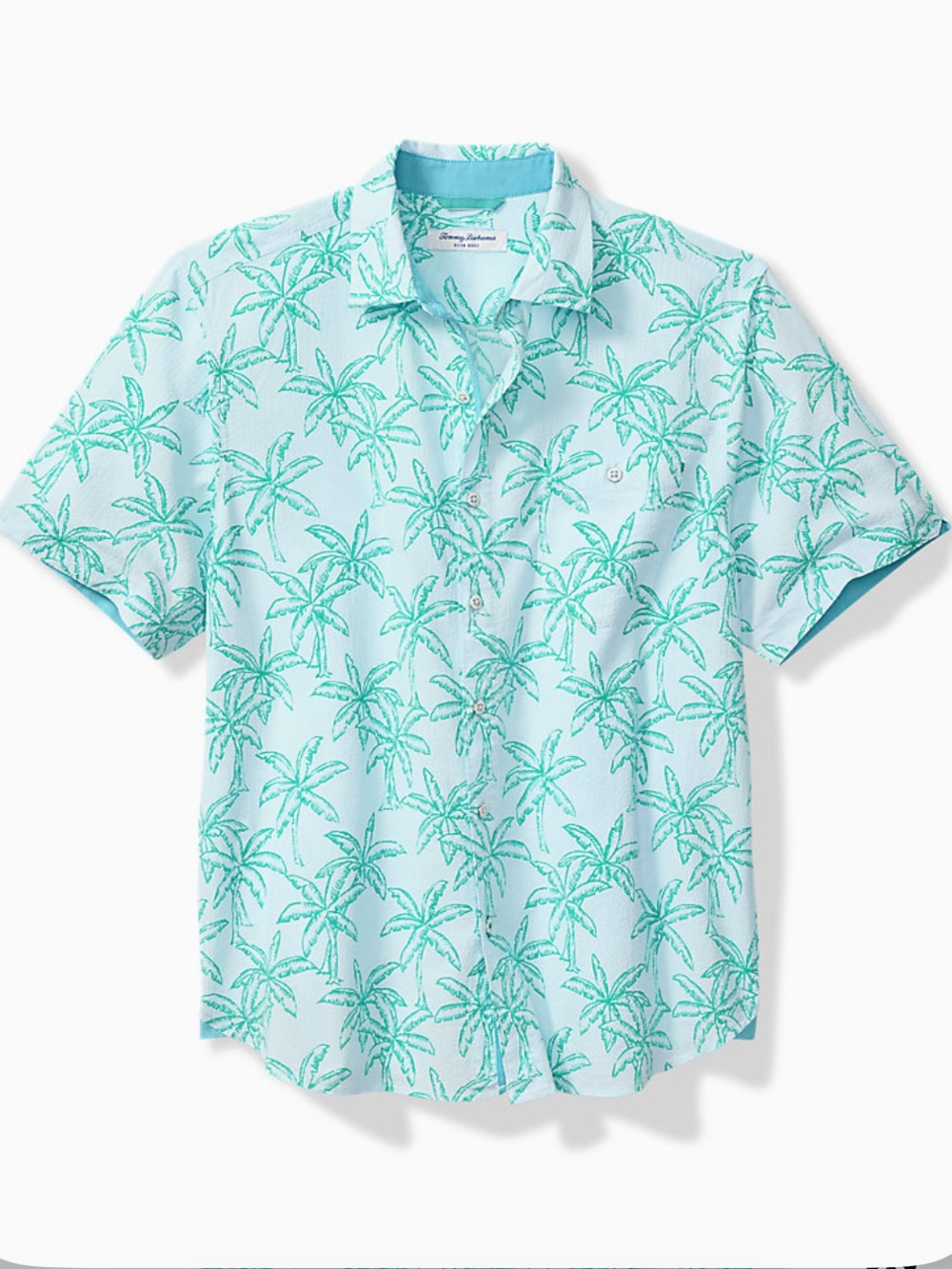 Tommy Bahama NWT Men’s Aqua Palm-Print Short-Sleeve Shirt Nova Wave XL